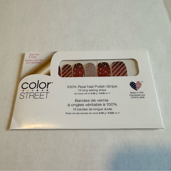 *Retired* Color Street: Wrap It Up | Christmas Holiday Gold Red Metallic Stripes - Picture 3 of 15